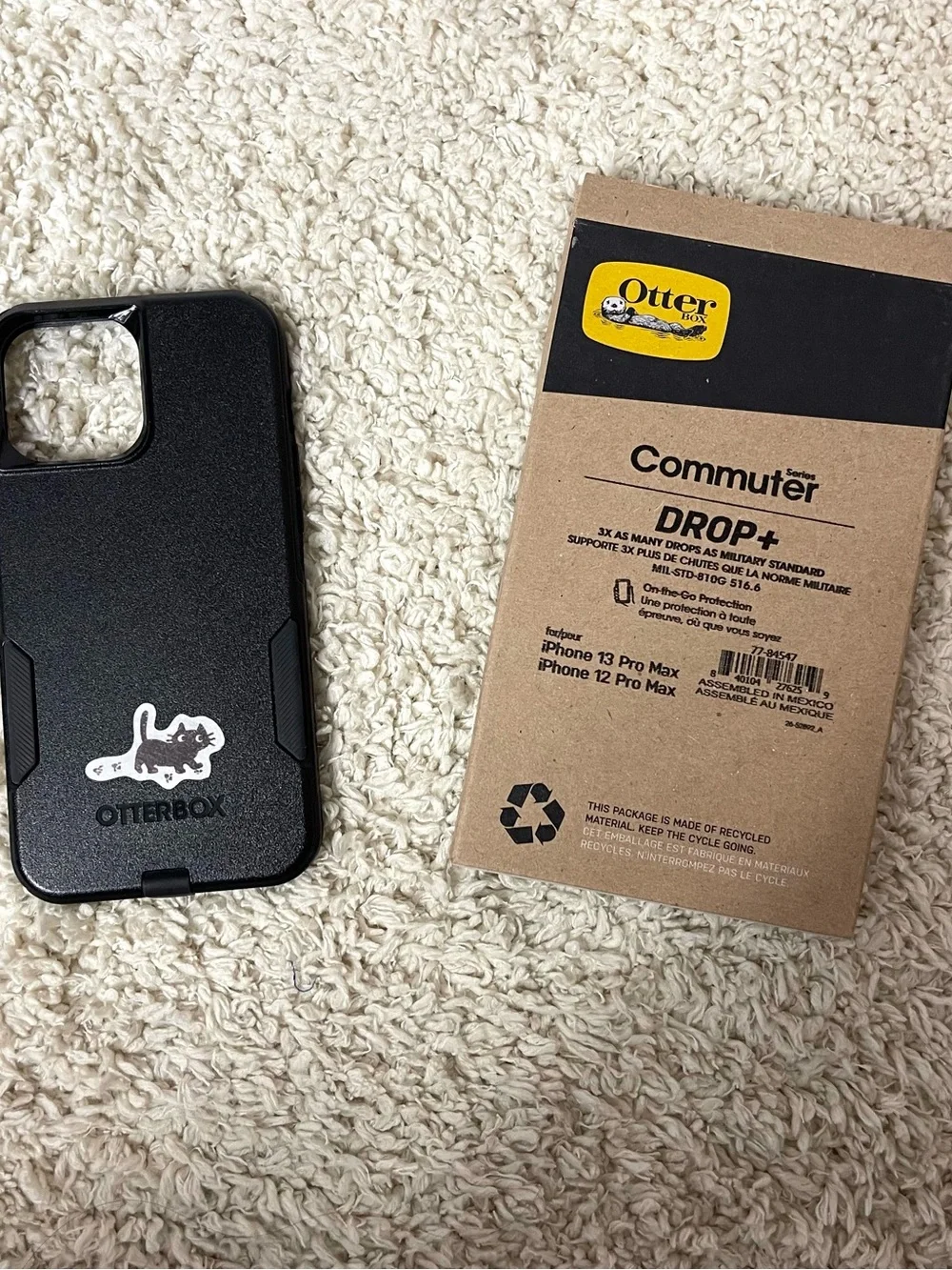 OtterBox Commuter Series DROP+ Black Phone Case with Cat Sticker